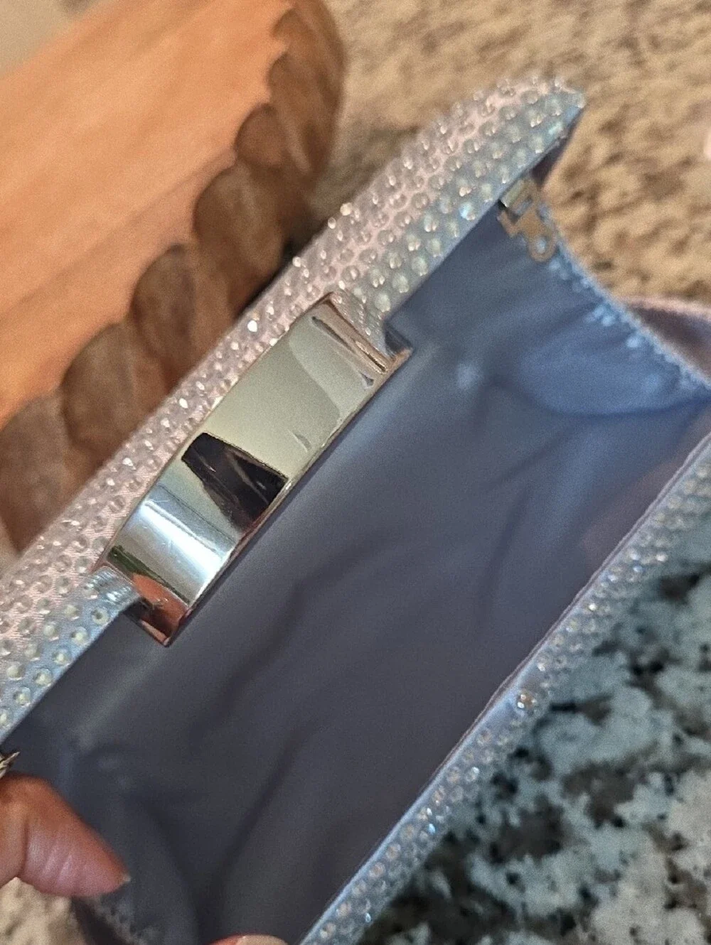 Nike Silver Crystal-Embellished Evening Clutch